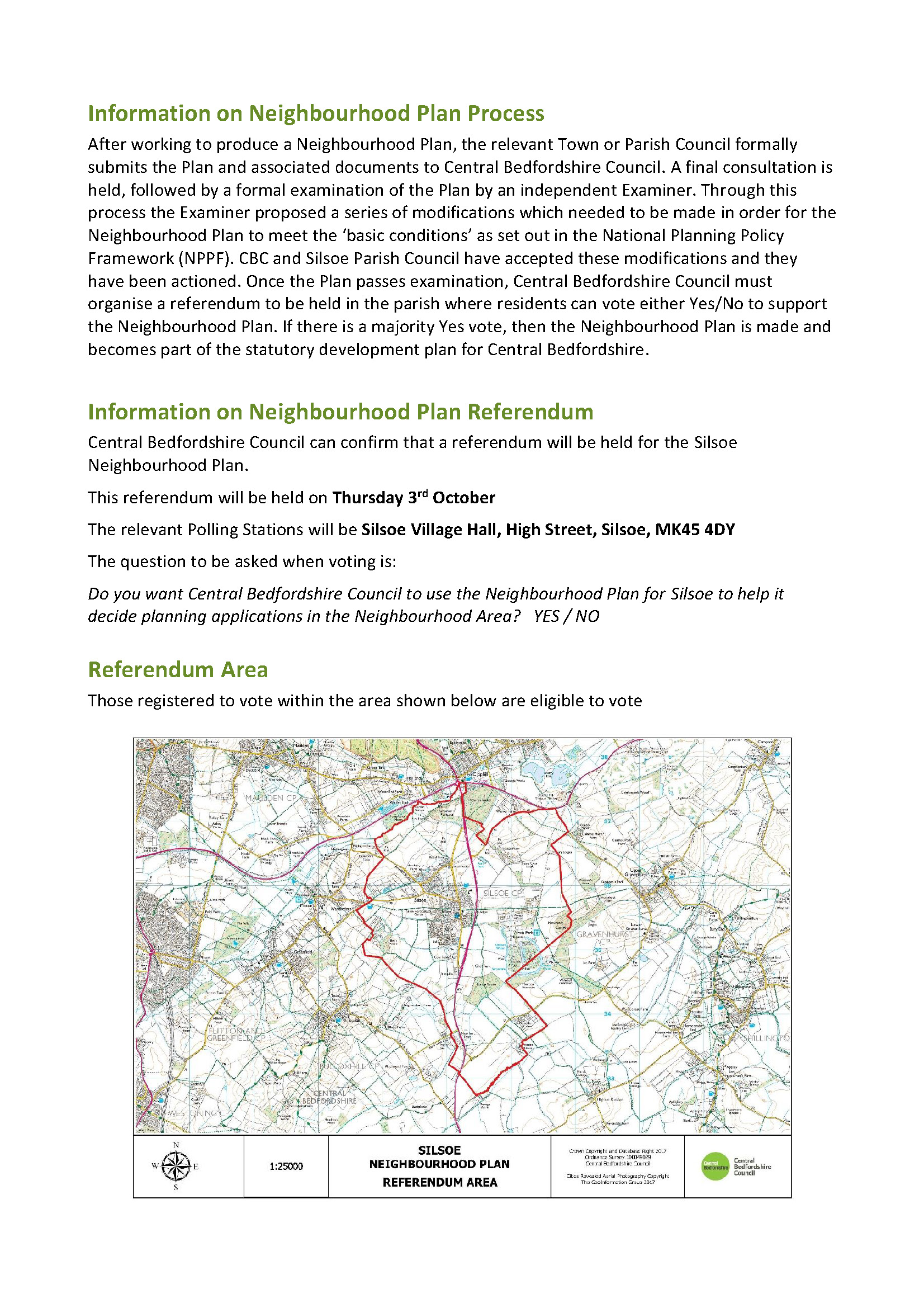 Silsoe Neighbourhood Plan Referendum Notice page 2