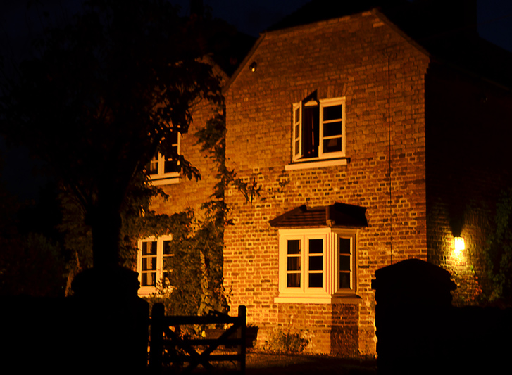House on Church Road at night