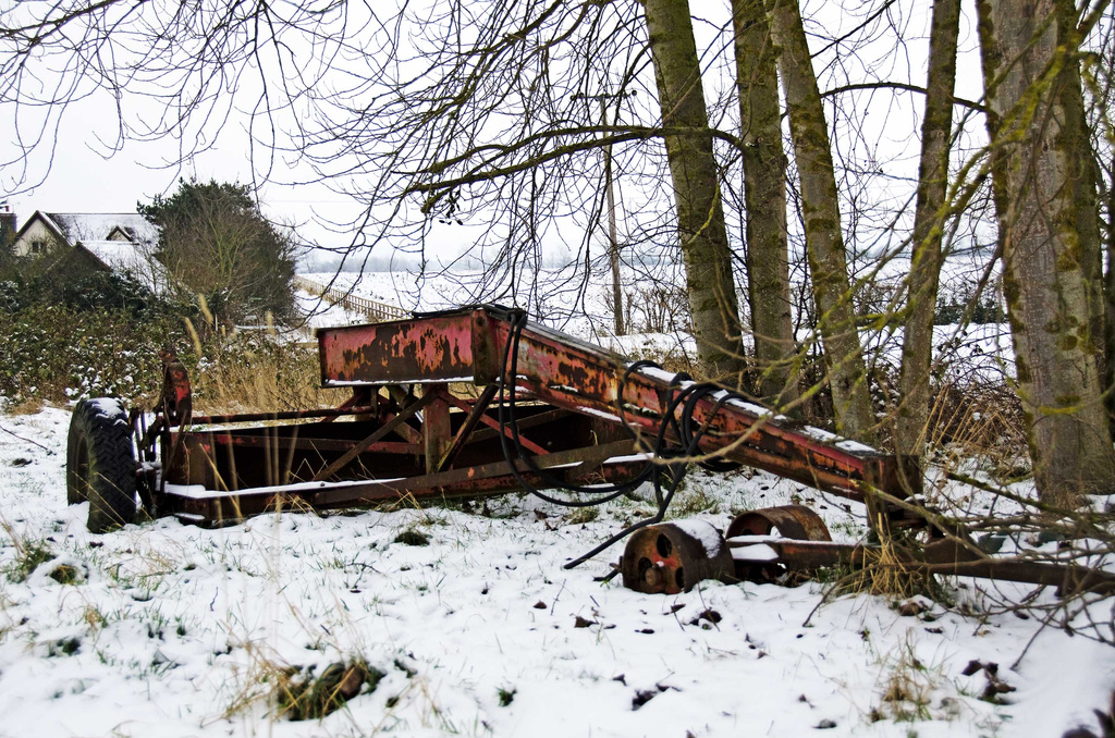 Abandoned structure in the snow